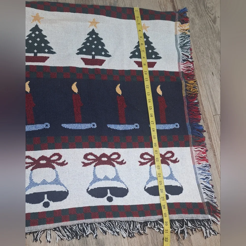 Vintage Crown Crafts Festive Holiday Throw Blanket with Christmas Patterns Retro